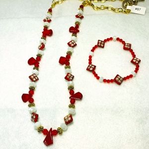 Handmade Red & Gold Jewelry Set